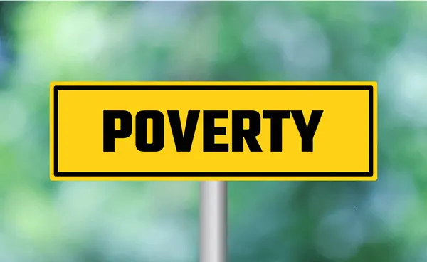 Armoede Wegwijzer Vage Achtergrond — Stockfoto