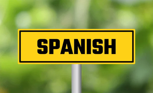 Hiszpański Znak Drogowy Rozmytym Tle — Zdjęcie stockowe