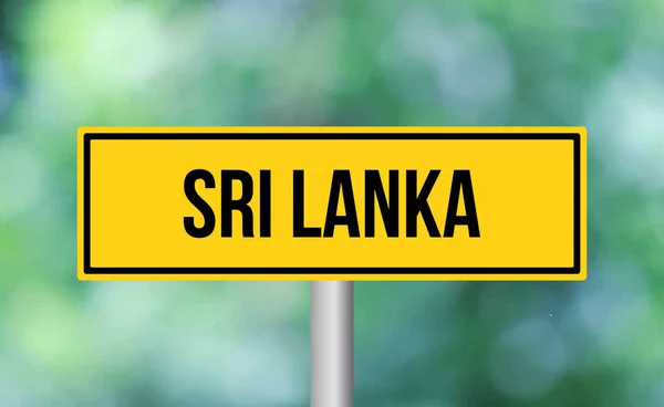 Tanda Jalan Sri Lanka Pada Latar Belakang Kabur — Stok Foto