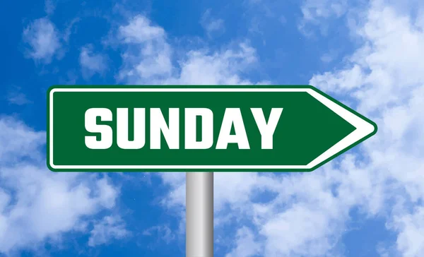 Sunday Road Sign Sky Background — Stock Photo, Image