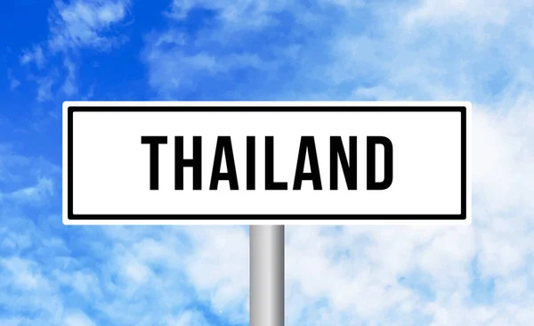Thailandia Cartello Stradale Sfondo Cielo Nuvoloso — Foto Stock