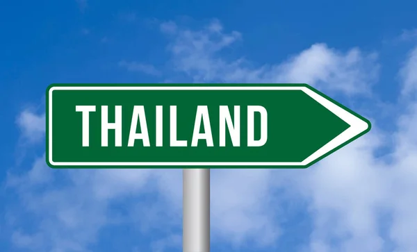 Thajsko Silniční Značka Zamračené Obloze Pozadí — Stock fotografie