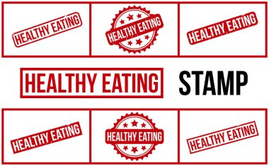 Sağlıklı Yeme Kauçuk grunge damgası belirleme vektörü