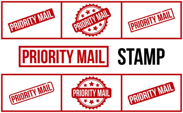 Priority Mail Rubber Stempel Set Vector — Stockvektor
