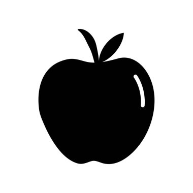 Elma Simgesi. Glyph Biçimli Elma Doldurma Simgesi Vektör İllüstrasyonu