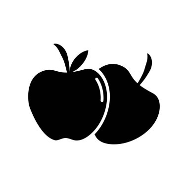 Elma Simgesi. Glyph Biçimli Elma Doldurma Simgesi Vektör İllüstrasyonu