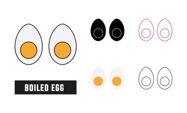 Haşlanmış yumurta simgesi Set Vektörü İllüstrasyonu