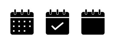 Takvim Simgesi. Glyph Biçim Takvimi Simge Vektör İllüstrasyonunu Doldur