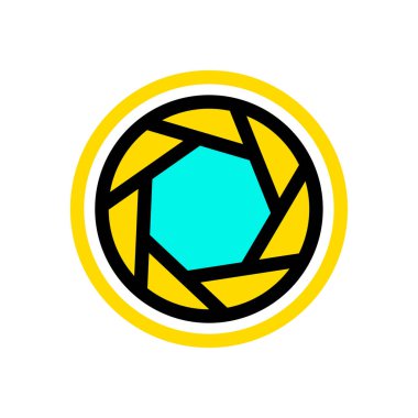 Kamera deklanşörü Simge Vektörü İllüstrasyonu. Kamera kepengi Çizgi Rengi Simgesi