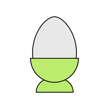 Yumurta kabı ikon vektör illüstrasyonu. Yumurta kabı Çizgili Renk Simgesi
