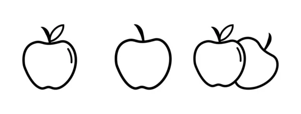 Jabłkowa Ikona Styl Liniowy Apple Zarys Ikona Wektor Ilustracja — Wektor stockowy