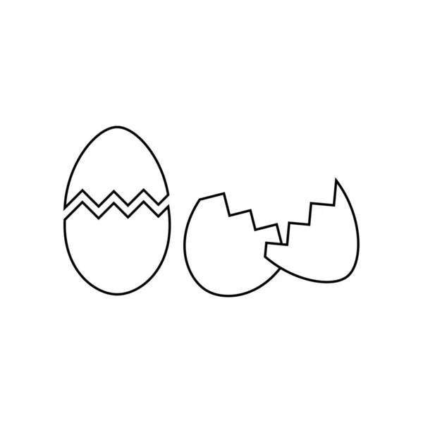 破碎的蛋Icon 线形断蛋概要图标向量说明 — 图库矢量图片