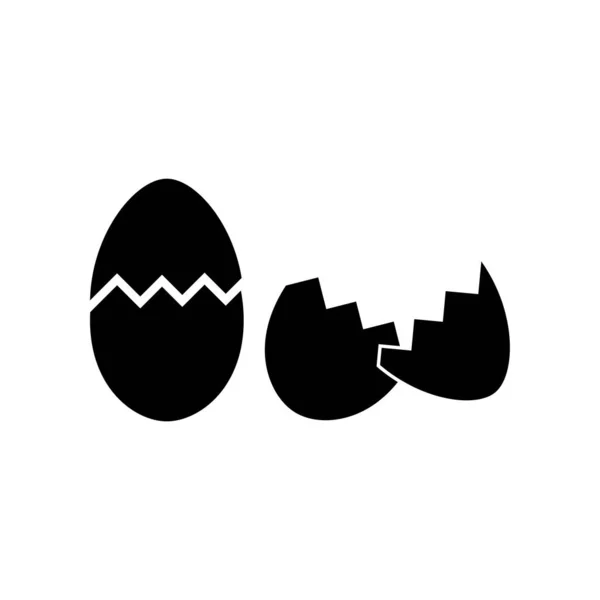 破碎的蛋Icon 象形文字断蛋填充图标向量图解 — 图库矢量图片