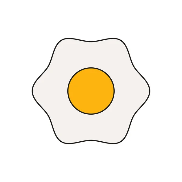 炒蛋图标向量的说明 油炸蛋黄色锥 — 图库矢量图片