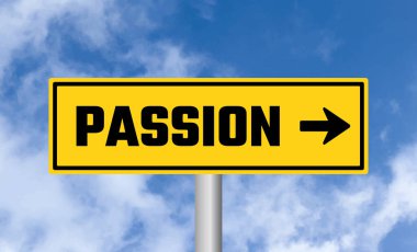 Passion road sign on sky background clipart