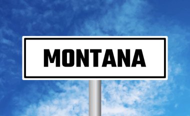 Mavi gökyüzü arka planında Montana yol tabelası