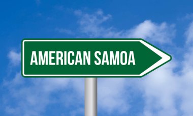 Mavi arka planda Amerikan samoa yol tabelası