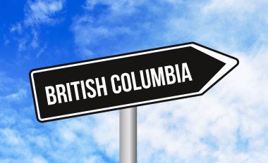 Mavi arka planda İngiliz Kolombiya yol tabelası