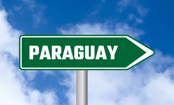Paraguai Sinal Estrada Fundo Céu Azul — Fotografia de Stock