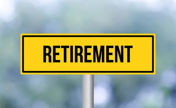 Retirement Road Sign Blur Background — Stock Photo, Image