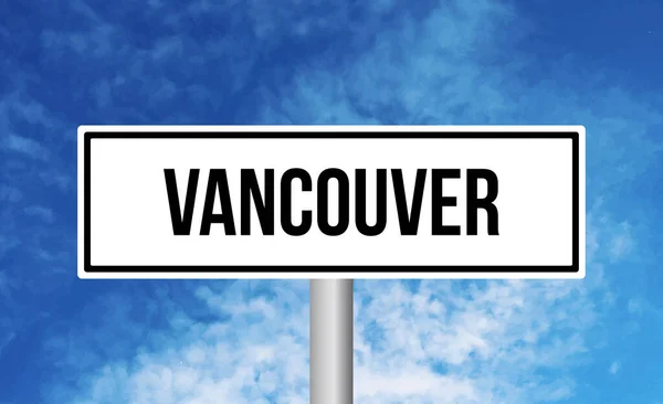 Señal Carretera Vancouver Sobre Fondo Azul Cielo — Foto de Stock