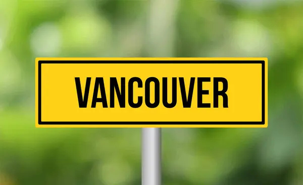 Señal Tráfico Vancouver Sobre Fondo Borroso — Foto de Stock