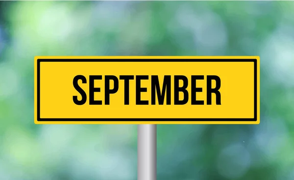 September Road Sign Blur Background — Stock Photo, Image