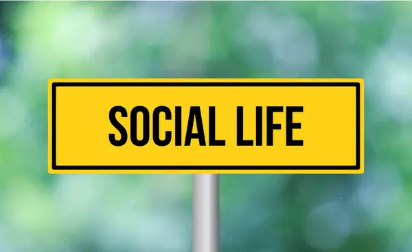 Vida Social Sinal Estrada Fundo Borrão — Fotografia de Stock