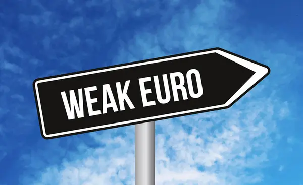 Weak Euro Road Sign Sky Background — Stock Photo, Image