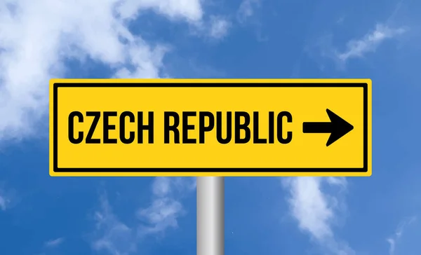Repubblica Ceca Cartello Stradale Sfondo Cielo Blu — Foto Stock