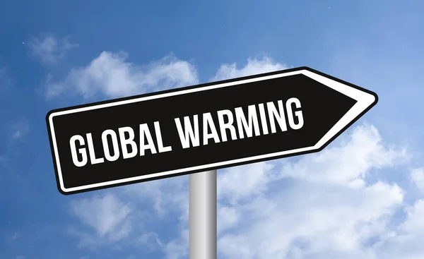 Global Warming Road Sign Sky Background — Stock Photo, Image