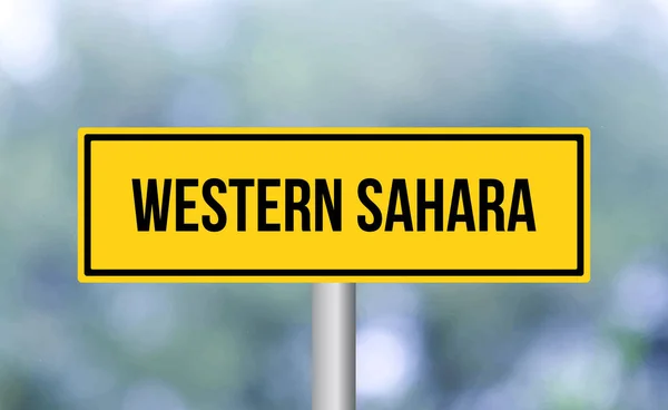 Westsahara Verkehrsschild Auf Verschwommenem Hintergrund — Stockfoto