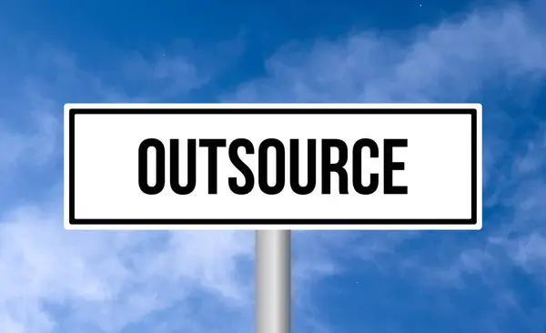 Outsource Road Sign Sky Background — Stock Photo, Image
