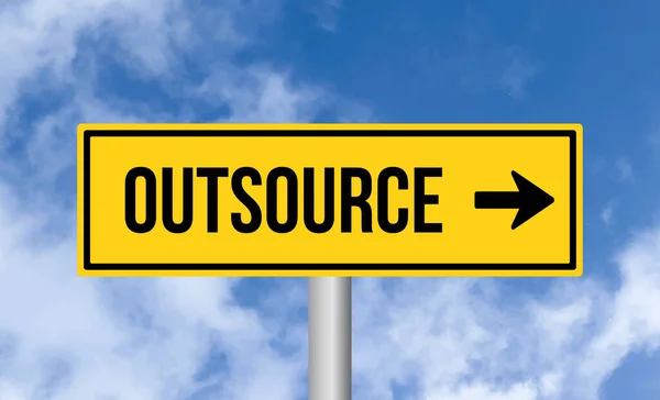 Outsource Road Sign Sky Background — Stock Photo, Image