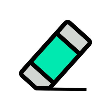 Silgi Simgesi Vektör İllüstrasyonu. Silgi Çizgisel Renk Simgesi