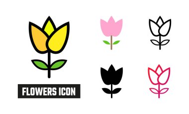 çiçek simgesi vektör illüstrasyonunu ayarla