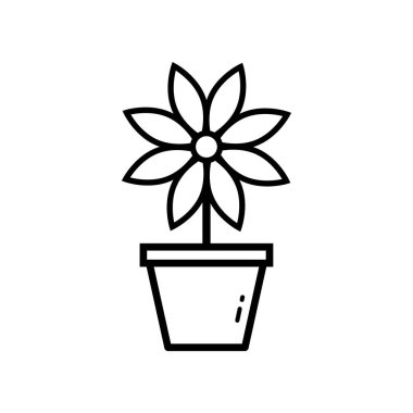 Çiçek saksısı ikonu. Çizgi Tarzı Çiçek Saksısı Taslak Simge Vektörü ResmiComment