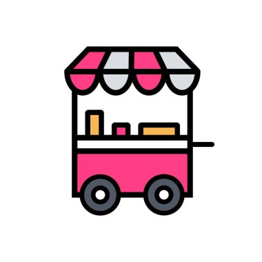 Sokak Gıda Simgesi Vektör İllüstrasyonu. Sokak Gıda Lineal Renk Simgesi