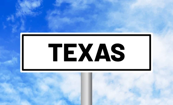 Texas Cartello Stradale Sfondo Cielo Nuvoloso — Foto Stock