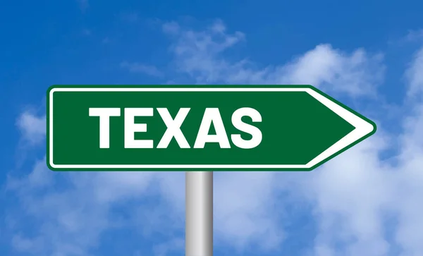 Texas Cartello Stradale Sfondo Cielo Nuvoloso — Foto Stock
