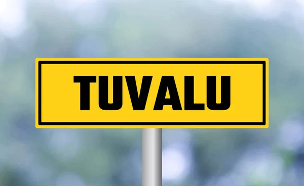 Tuvalu Znak Drogowy Rozmytym Tle — Zdjęcie stockowe