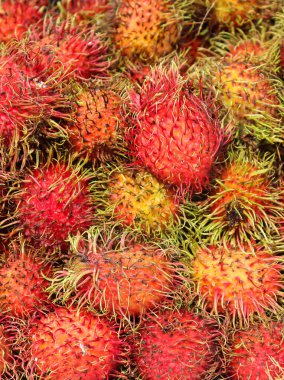 Rambutan geçmişleri. Piyasada taze sağlıklı Rambutan meyveleri