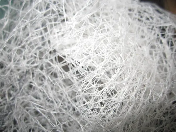 Soyut yakın plan, birbirine sıkıca bağlı iplikçiklerden oluşan karmaşık bir ağı gözler önüne seriyor. Beyaz iplik, arka plan için harika, büyüleyici ve büyüleyici bir doku yaratıyor..