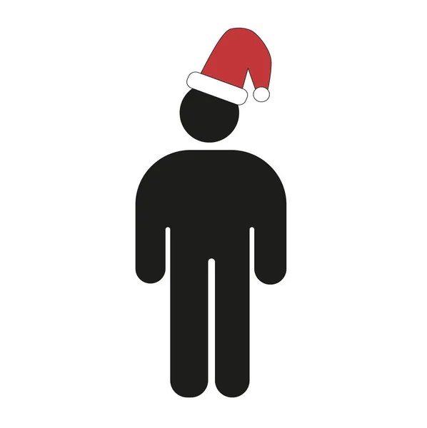 Ficar Figura Com Chapéu Pai Natal Sua Cabeça Humor Crismas — Vetor de Stock