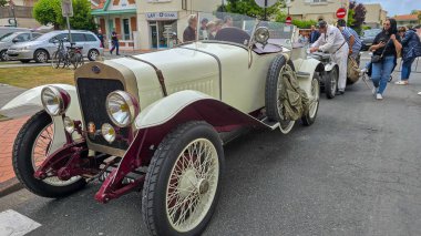 Old-timer French Delage cabriolet at the luxury street show during the annual festival Belle Epoque Soulac 1900. June 7, 2025. Soulac-sur-Mer, France.