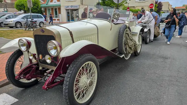 Old-timer French Delage cabriolet at the luxury street show during the annual festival Belle Epoque Soulac 1900. June 7, 2025. Soulac-sur-Mer, France.