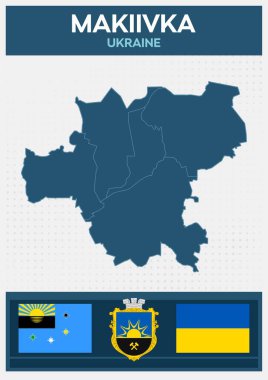 Makiivka 'nın Vektör Haritası, Ukrayna - Modern Minimalist Şehir Posteri. Makiivka, Ukrayna 'nın temiz ve detaylı vektör haritası. Bölgeleri minimal dizaynla gösterir. Duvar posterleri, seyahat sanatı, ev dekorasyonu, editoryal kullanım veya basılabilir grafik projeleri için mükemmel. 