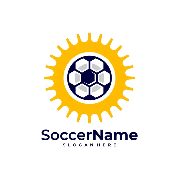Sun Soccer Logotyp Mall Fotboll Logotyp Design Vektor — Stock vektor