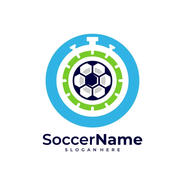 Zeit Fußball Logo Vorlage Fußball Logo Designvektor — Stockvektor