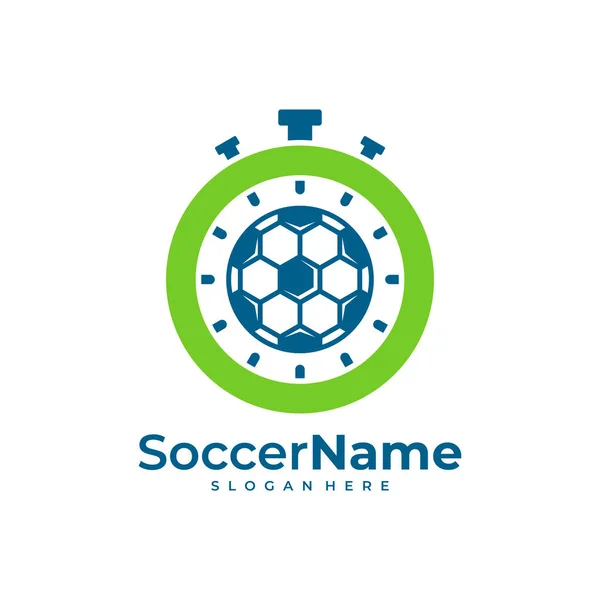 Zeit Fußball Logo Vorlage Fußball Logo Designvektor — Stockvektor